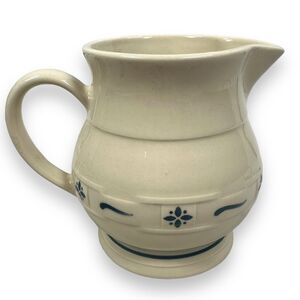 Longaberger Pottery Woven Traditions Blue Milk Juice Pitcher 1 QT USA 5 3/4"‎